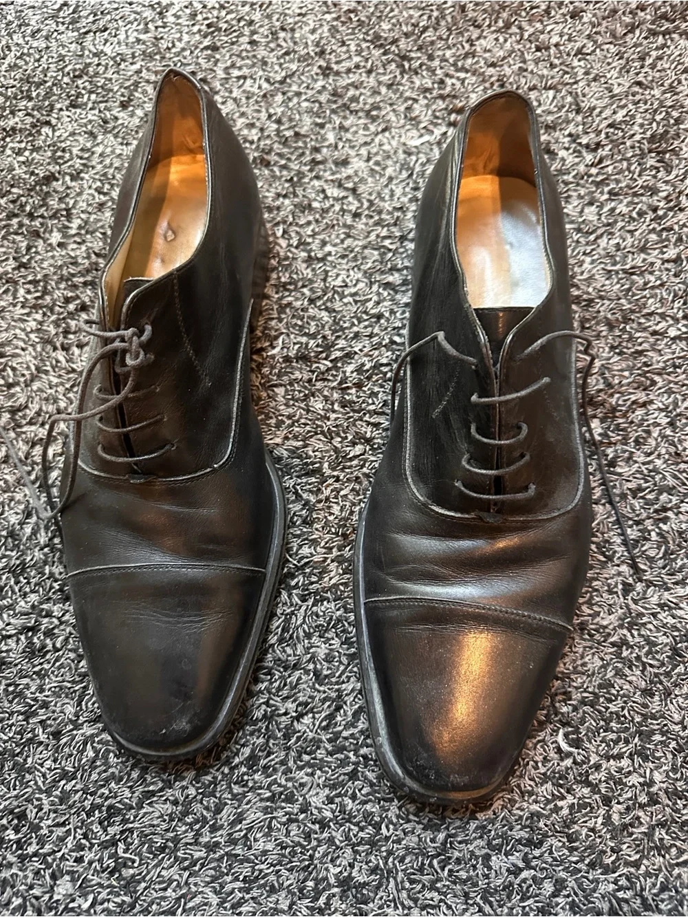 Classic Black Leather Men’s Salvatore Ferragamo Lace-Up Dress Shoes